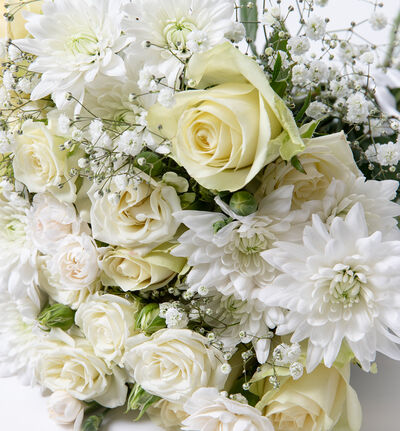 Fairtrade rosebukett i hvitt  Fairtrade rosebukett i hvitt